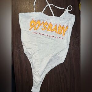 SHEIN White Graphic Bodysuit